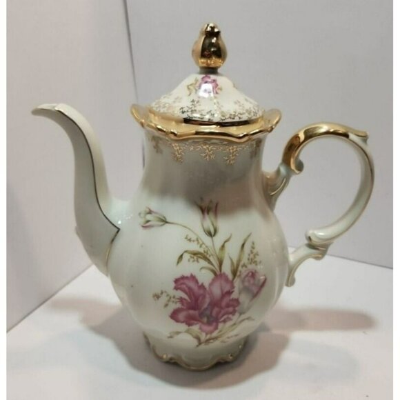 Vtg Mitterteich Bavaria Tea Set 1930's - 1940's Pink Floral w/ Gold Details Trim - Picture 3 of 16